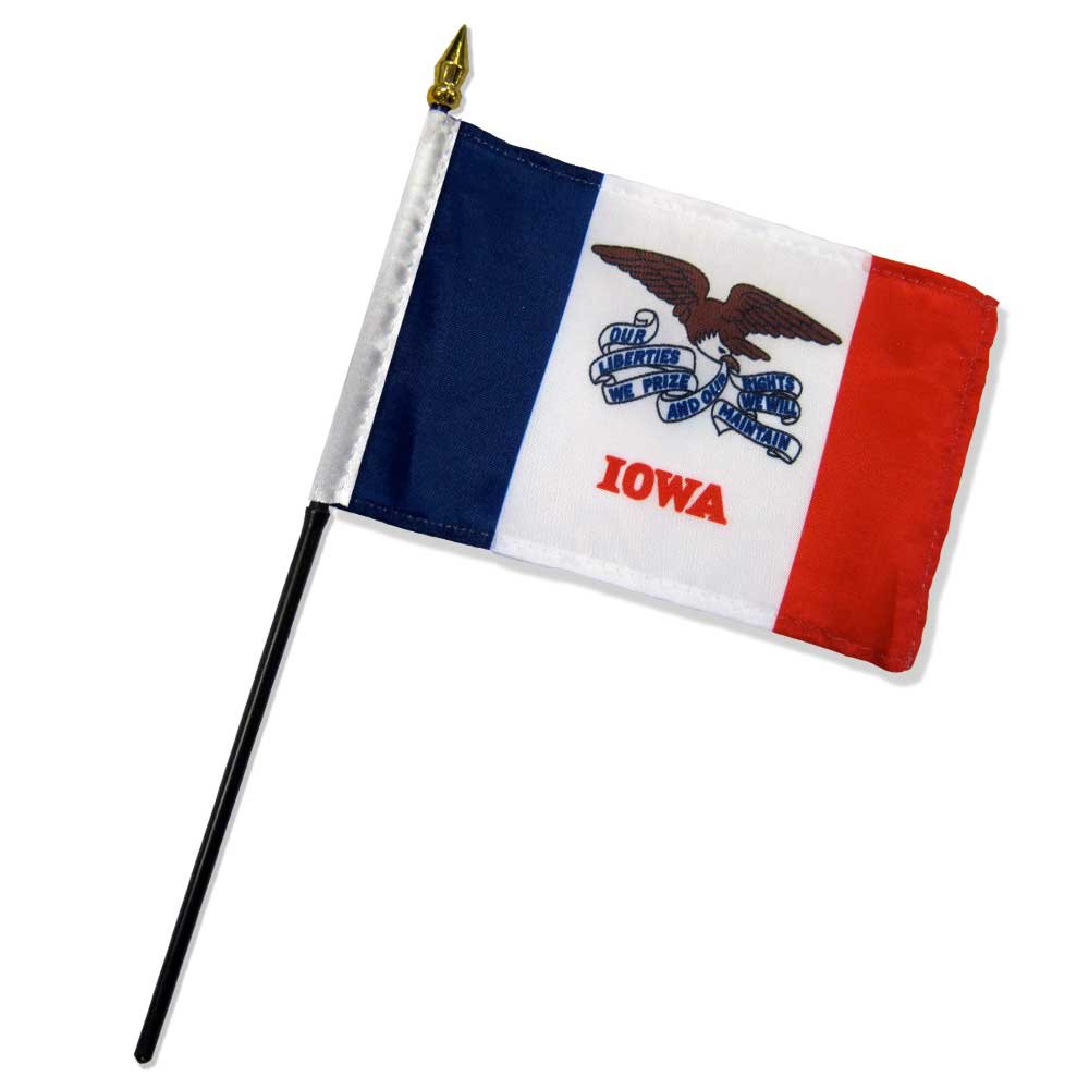 Quality Standard Flags One Dozen Iowa Stick Flag, 4 by 6"