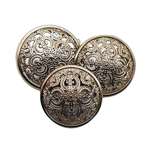 10 piezas de botones de metal hueco botones decorativos redondos negros plateados y dorados para ropa y accesorios de costura