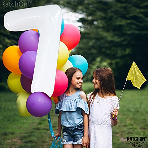 Image of KatchOn White Number 7 Balloon 40 Inch | 7th Birthday Balloon for 7th Birthday Decorations, 7 Balloons for Birthday, Number Balloons for Anniversary Decorations