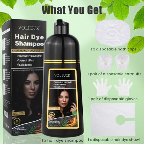 Hair Dye Shampoo, 3-In-1 Natural Plant Hair Dye, Grey Hair Cover up Shampoo for Men Women, Long-Lasting Hair Colour Shampoo 500ML (Light Brown) - Image 3