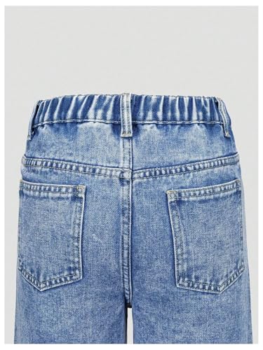 SHENHE Girl's Wide Leg Jeans Sparkly Rhinestone High Waisted Loose Casual Denim Pants4