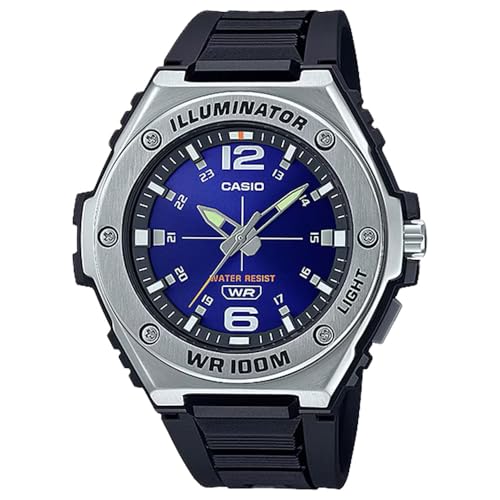 Image of Casio MWA100H Series | Men's Analog Watch |100M WR | Stainless Steel Bezel | LED Illuminator Backlight with Afterglow | Resin Band | 3 Hands (HR, MIN, SEC) | 3 Year Battery