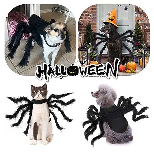 Spinnenkostüm für Haustiere, Halloween, pelzig, riesige Simulationsspinne, Bekleidung für Katzen und kleine bis mittelgroße Hunde, Halloween-Party, Verkleidung, Festival, Dekoration, Cosplay-Kostüm