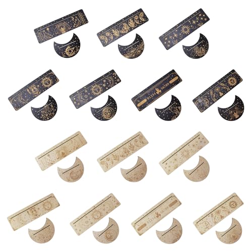 Xinsheinelry Wooden Tarot Card Stand Holder Moon Phases Base Moon Shape and Rectangle Cards Holder for Witch Divination
