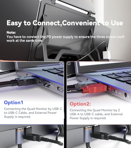 Image of 15.6 inch Laptop Screen Extender, Quad Monitor, FHD 1080P Portable Monitor | Laptop Extender Portable, Supports Laptops 13.6 inch- 17.3 inch, Compatible with Windows 10 /11 and MacOS M1 /M2 /M3
