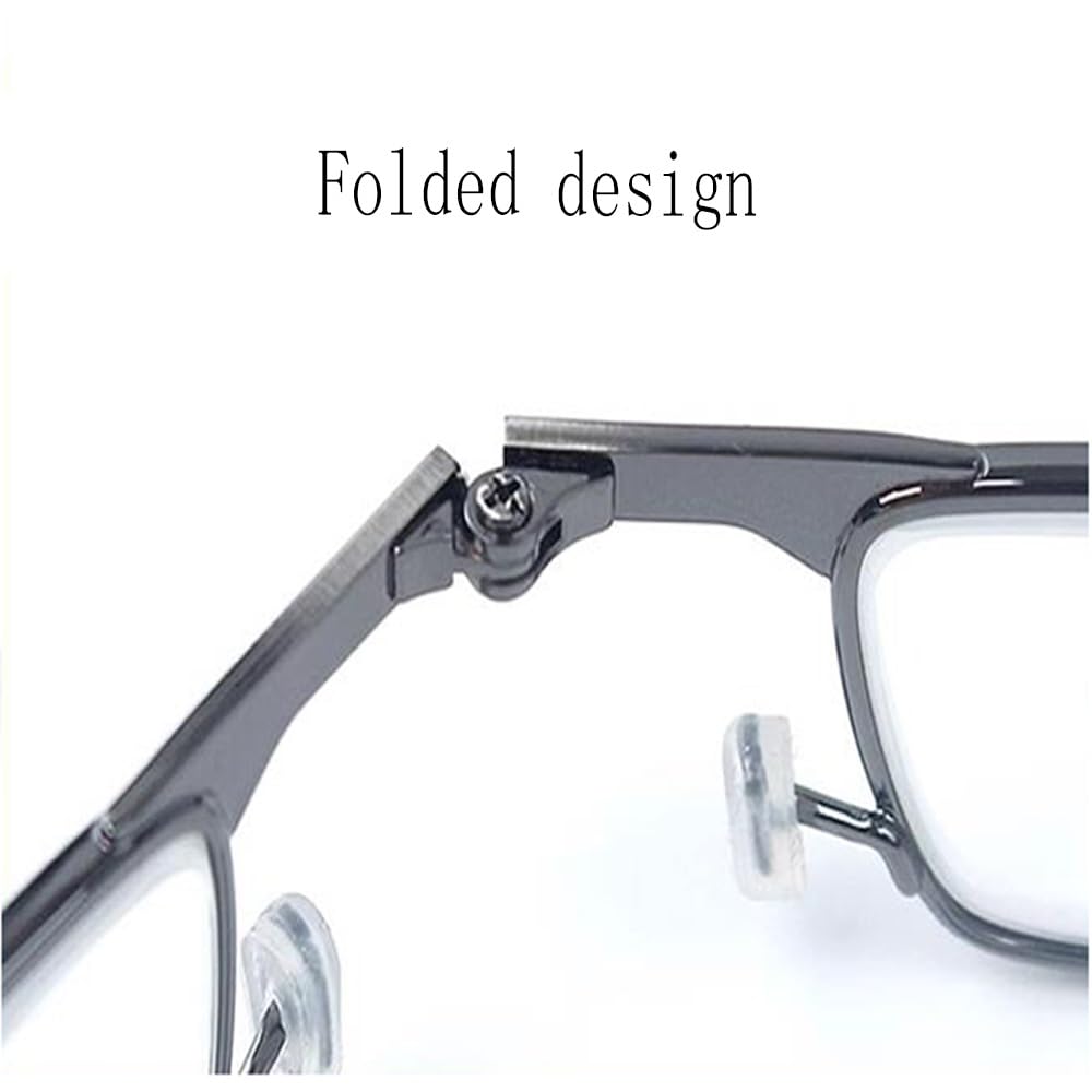 Gafas de lectura Ultraligeras Gafas de Lectura Plegables con funda gafas Portátiles Gafas Rectangulares unisex Marco metal