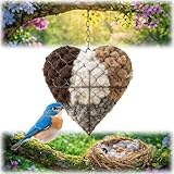Alpaka Wolle Für Vögel - Handgefertigtes Herzförmige Zupfherz Alpakawolle-Spender Für Vögel, Nachfüllbares Vogelhaus Nistkasten, Nistmaterial Für Vögels, Unterschlupf Nistmaterial Für Vögels (1Pc)