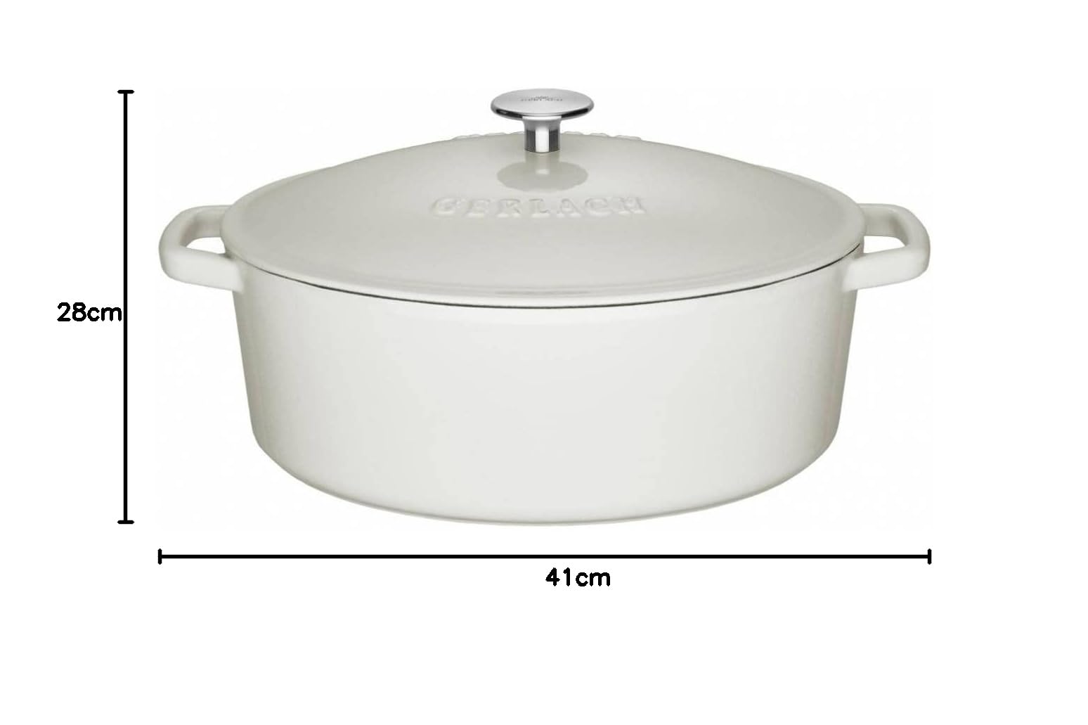 Gerlach Natur Iron Brytfanna Garnek Żeliwny Z Pokrywką Na Indukcję Gas Garnek Emaliowany Garnek do Pieczenia Chleba Biały 31 Cm 5,5 L