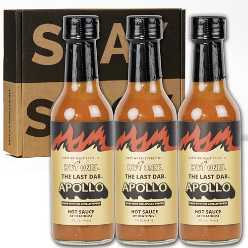 Image of Hot Ones The Last Dab Apollo Hot Sauce Made With Natural Ingredients & Extra Hot Flavors, The Only Hot Sauce In The World Made With The Apollo Pepper, 5 fl oz Bottle (3-Pack)