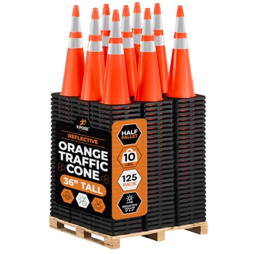 Image of Xpose Safety 36 Inch Orange Traffic Cones with 6 inch & 4 inch Collars