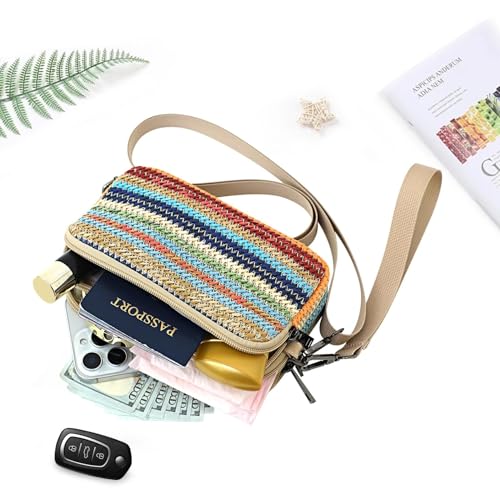 BBORGDC Multicolor Stripe Straw Crossbody