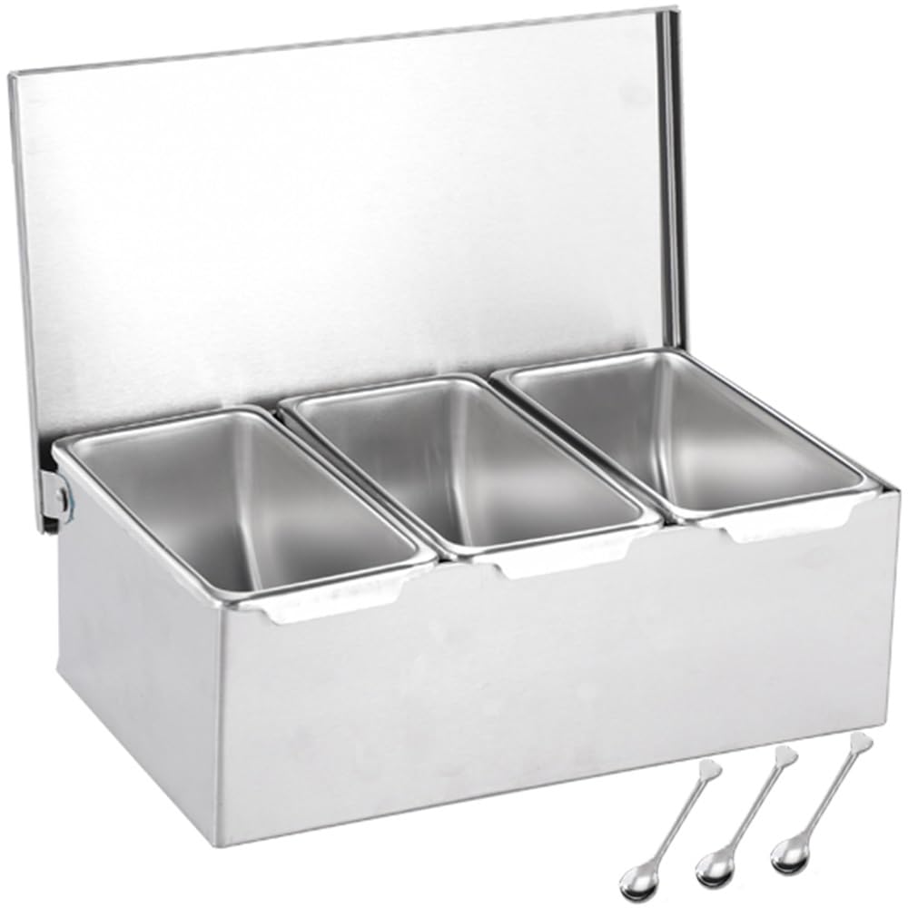 Aycdl 9.3X5.9x3.5in Stainless Steel Spice Rack Set - Versatile Countertop Organizer With Multiple Compartments For Seasonings And Utensils,