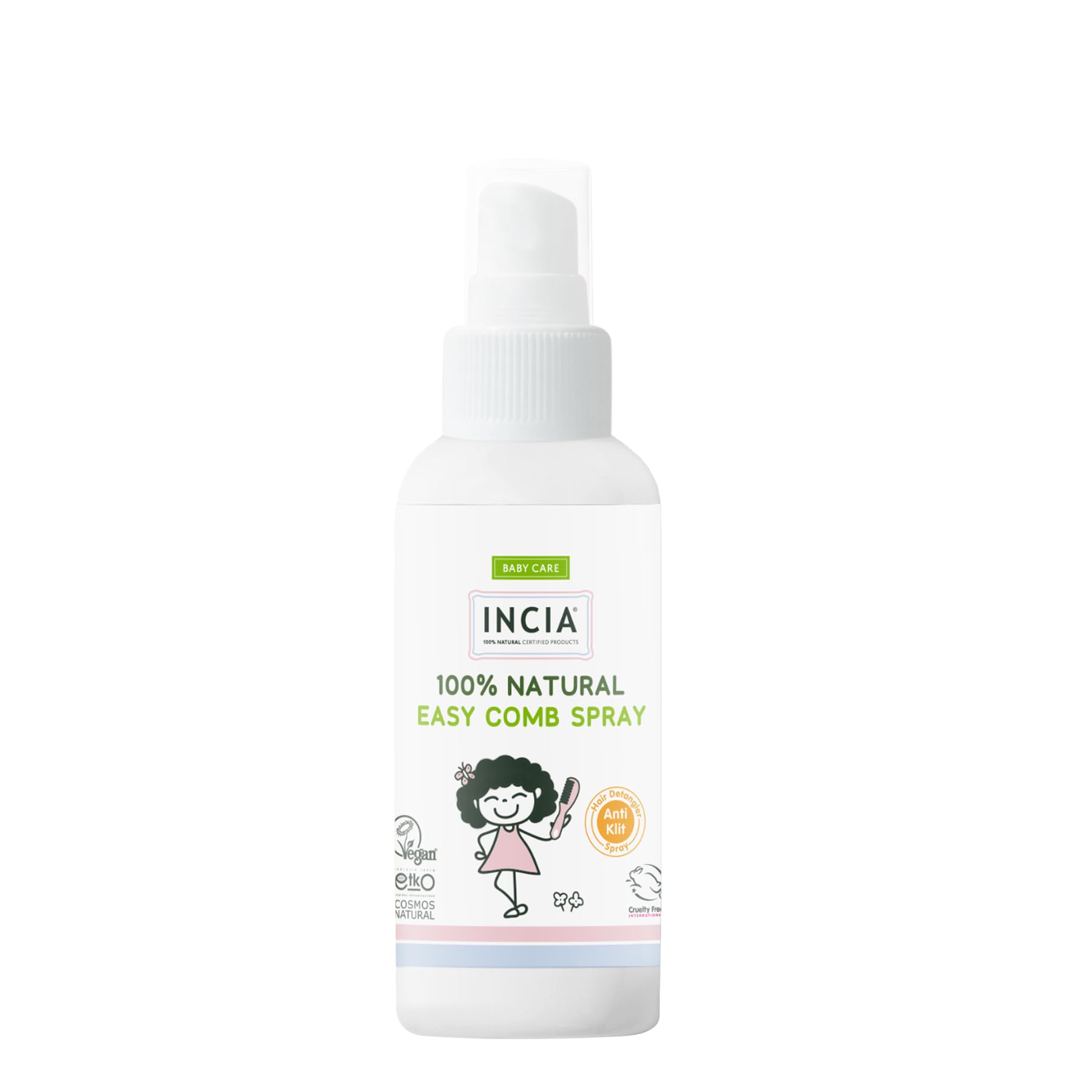 INCIA %100 Doğal Kolay Tarama Spreyi Çocuklar İçin Nemlendirici Parlaklaklaştırıcı Anti Klit 100 ml