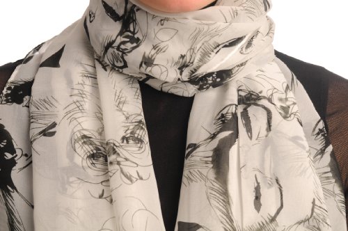 LissKiss Marilyn Monroe On White - White Designer Scarf4