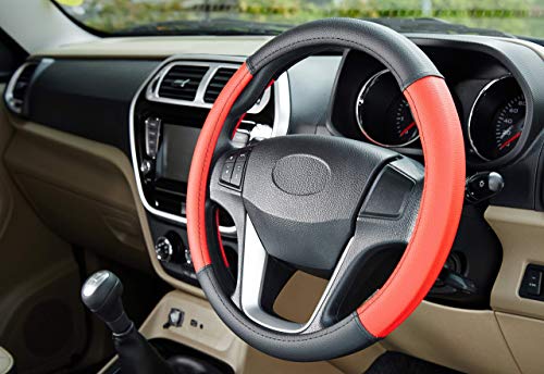 Image of Ring Type Car Steering Wheel Cover (Black and Red) for Mahindra e2o Plus