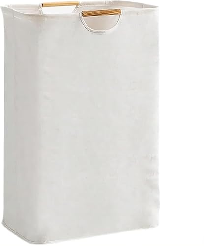 Cesta de lavandería blanca con asa, cesta de lavandería para dormitorio, impermeable, para ropa sucia, para dormitorio, cuarto de servicio, baño