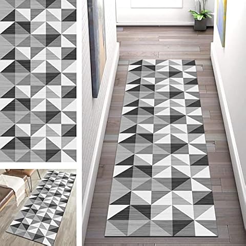 SGLGSTORE Runner Rug Hallway Kitchen Non Slip Grey runners Cover