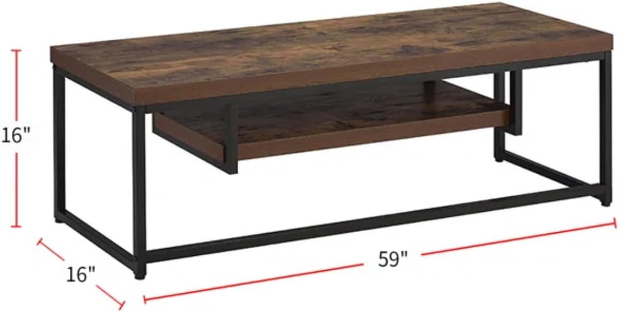 Acme Bob Wooden TV Stand with Underneath Shelf in Weathered Oak and Black