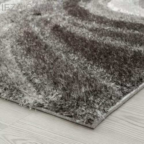 Image of Soft Shaggy Carpet 5x7 Feet - Ultra Plush, Non-Slip, High Pile 2 Inch Microfiber Rug for Bedroom, Living Room, Kids Room & Office - Modern Cozy Floor D�cor (Gray Silver C)