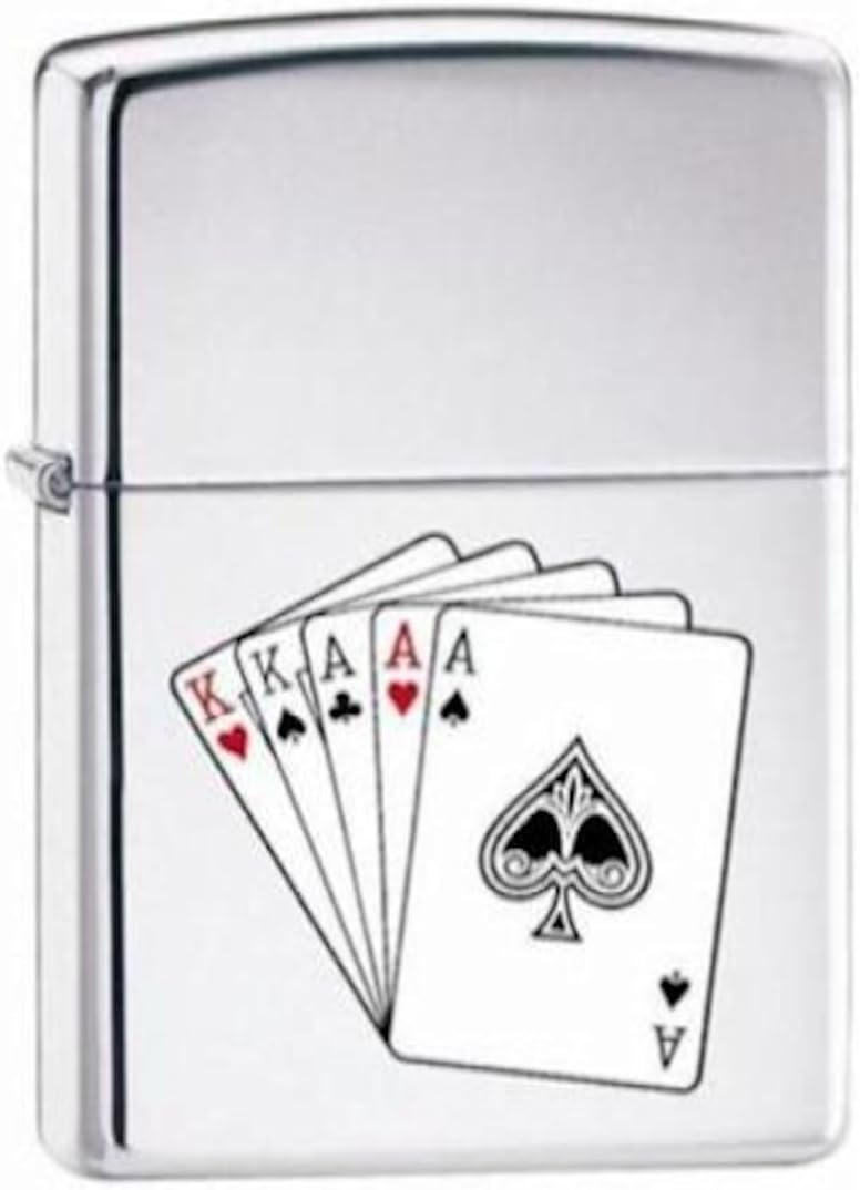 "Full House Poker Hand" Playing Cards Zippo Lighter