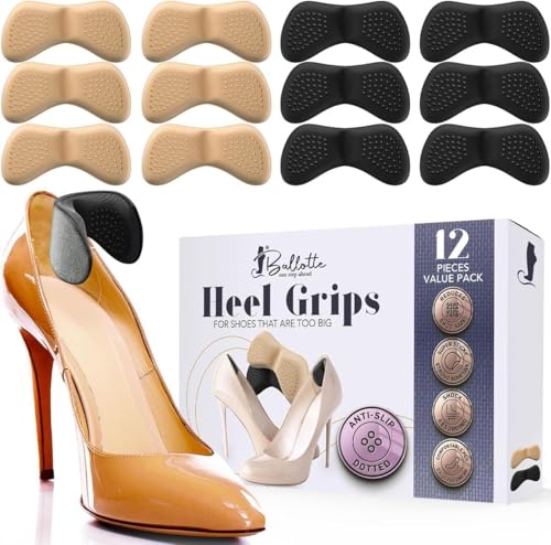 Image of Ballotte Premium Heel Cushion Pad Heel Grips for Women Shoes Back of Feet Pads for Shoes that are Too Big Foot Inserts for Women & Men Arch Support Grips for Better Mobility (Multicolor 3m (12 Pack)