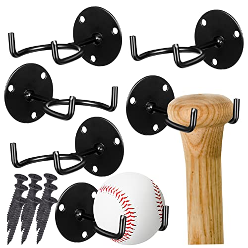 BESPORTBLE Sturdy Iron Wall Mount Baseball Bat Rack 6 Pcs Bat Holders for Collecting