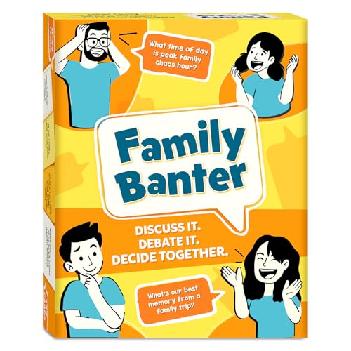 Image of Gouda Games Family Banter Card Game, Fun and Hilarious for Family Game Night, Interactive Conversation with 148 Question Cards, Travel Game for Kids Teens and Adults, Gift Ages 8, 9, 10 and Up