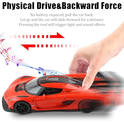 Image of 1:32 Koenigseggg Jesko Sports Model Exclusive Alloy Diecast Pull Back Toy car with Openable Doors & Light Music Toys for Kids Boy Girl Gift (1:32 Koenigseggg -Random Color)
