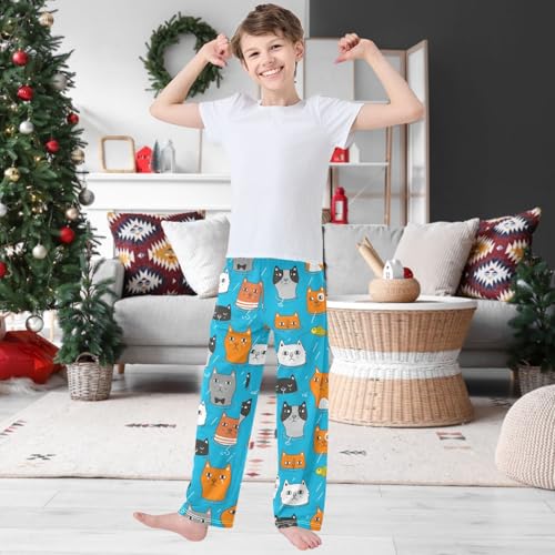 Boy's Pants Funny Colorful Sad Cat Water Jogger Pants Elastic Waist Long Bottoms Trousers with Pockets 6-14 Years2