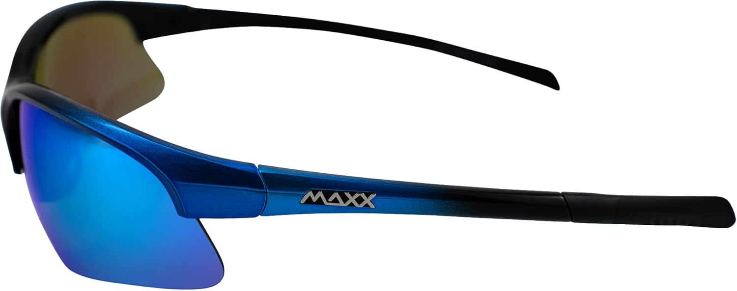 Maxx Domain Sport Golf Sunglasses Black and Blue with Polarized Blue Mirror Lens - Image 3