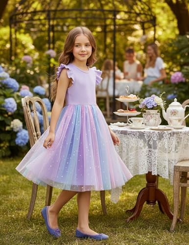 Image of PATPAT Girl's Tulle Dress Tutu Party Birthday Poster Formal Fancy Flower Princess Dresses