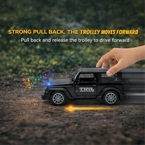 Image of Pringo Fortuner Toy Car for Kids | 1:36 Scale Diecast Pull Back Metal SUV Car | Openable Doors, Boot, Light & Sound Fortuner Toy Car for 3+ Year Boys | Gift Toy for Kids (Thar Black)