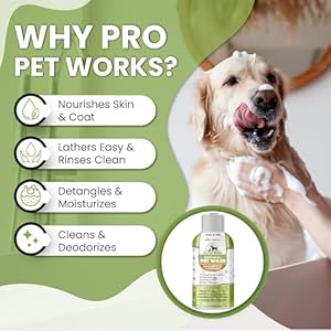 Oatmeal Dog Shampoo & Conditioner 17oz [USA] 5 in 1 Plant-Based Organic Sulfate-Free Soap-Free-Tearless Moisturizer for Dandruff Allergies & Itchy Dry Sensitive Skin-Puppy Grooming [Pro Pet Works]