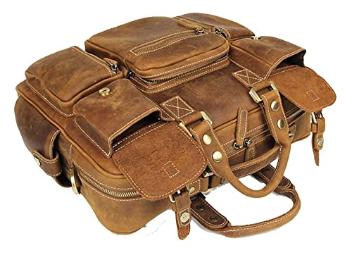 Laptop Briefcase Large Capacity, Leather Messenger Bag 15.6”Laptop Portfolio Multi Pocket Business Briefcase4