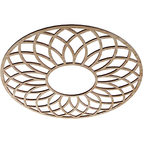 Image of Ekena Millwork 22 inchOD x 7 1 /2 inchID x 1 /4 inchT Cannes Wood Fretwork Pierced Ceiling Medallion, Red Oak