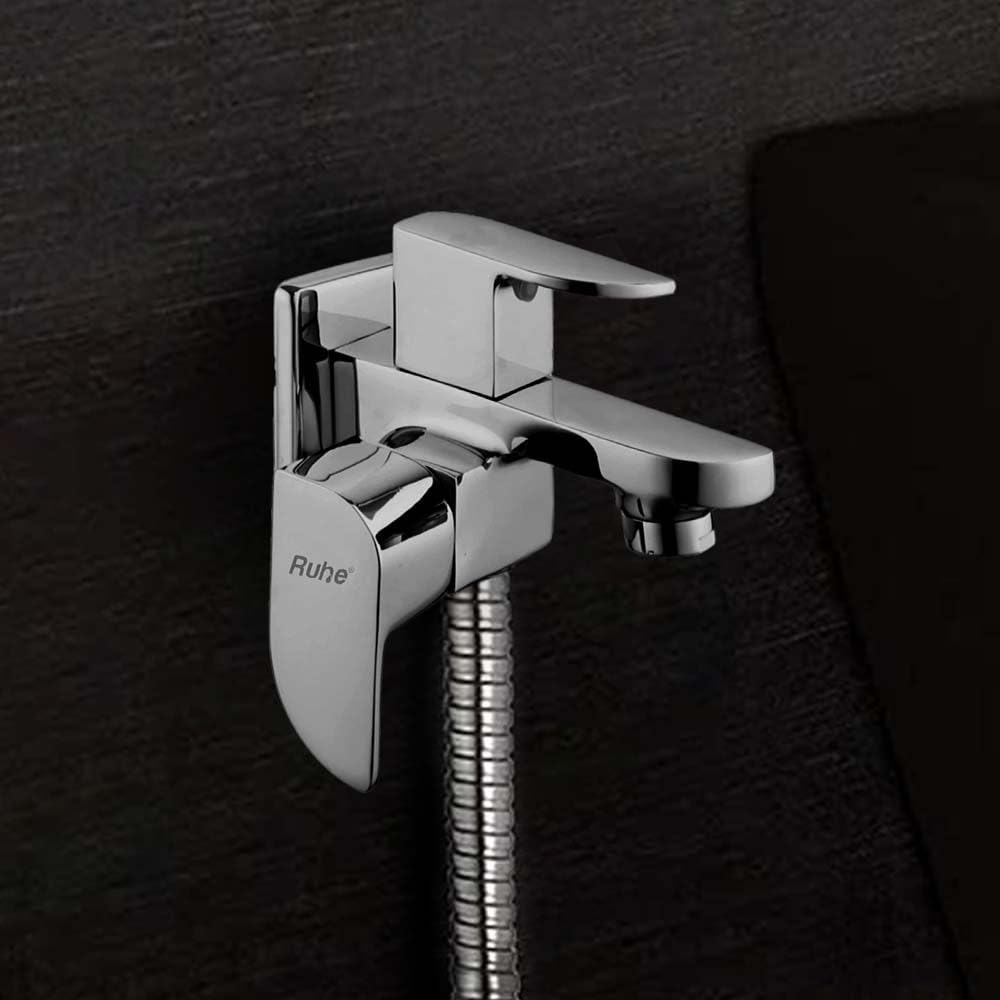 Ruhe® Pristine Faucet/Tap | Pristine Bib Cock Two Way Double Handle Faucet/Tap with Chrome Finish | for attachment of Health Faucet | Hand Shower | Brass Tap