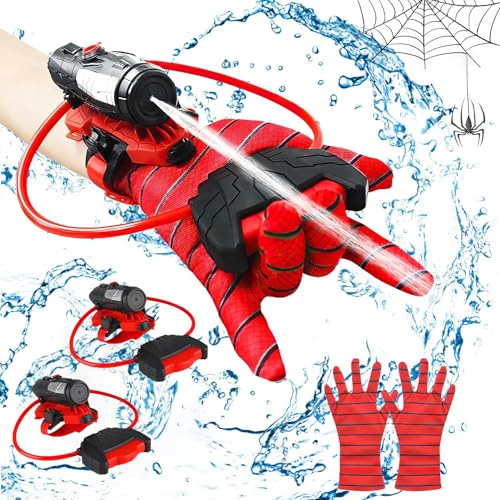 2 Pack Spider Hero Toys for Boys and Girls 4-6,Small Web Shooters Water Toy Without Charge, Water Soaker Gun Summer Swimming Pool Beach Fighting Play Toys Gifts for Boys Girls Children (Deep Red)