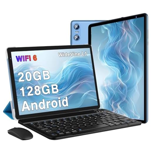 Biegedy Tablet 10 Zoll Android 14 Octa-Core, 2025 Newest Tablet PC 20 GB RAM+128 GB ROM (TF1 TB),5G WLAN 6丨Widevine L1丨GMS丨6000mAh丨5+8MP丨Bluetooth5.0丨1280 * 800丨Tablet mit Tastatur Maus Blau