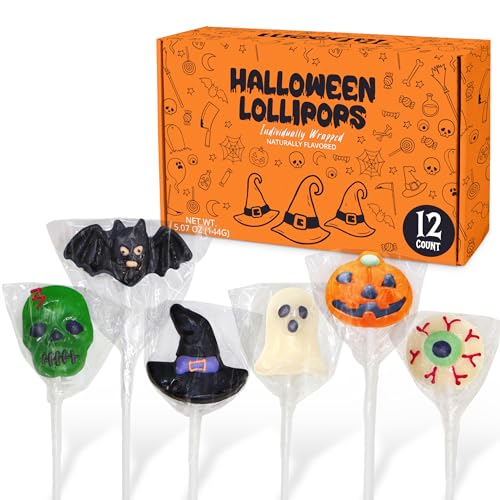 Halloween Lollipops 12 Count Individually Wrapped Dye-Free Sucker...