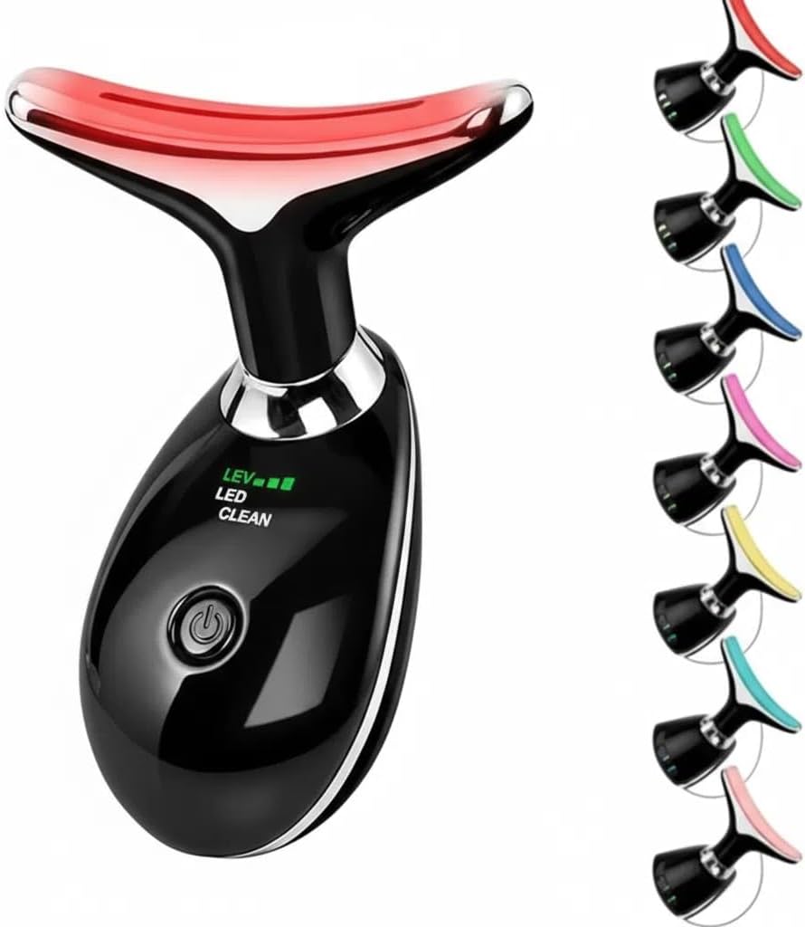 7 Colour LED Face and Neck Massager, Red Light Therapy Wand, Skin Care ...