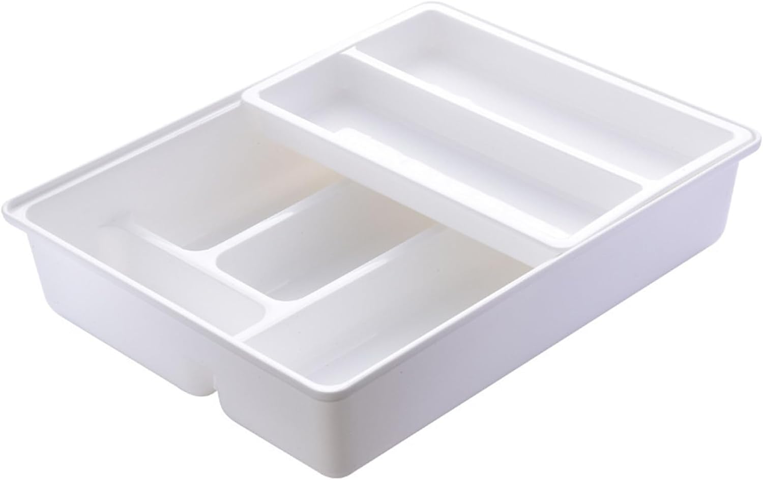 Silverware Drawer Organizer Tray, 2 Layer Plastic Cutlery Storage for Kitchen, 10x12x2 Multi-Grid Cutlery Drawer Organizer