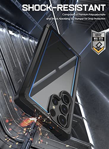 Coque Galaxy S23 Ultra résistante aux chocs avec dos transparent bleu - 5