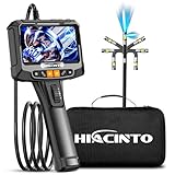 Hiacinto ファイバースコープ デュアル 先端可動式 デジタル内視鏡 スコープカメラ 8.5mm直径工業内視鏡 5.0インチIPSスクリーン付き IP67防水検査カメラ 8つの調整可能なLEDライト 1.5Mケーブル 家電点検、機械検査、自動車、配管修理、下水道・排水検査に対応 日本語取扱説明書付き(64GBカード)