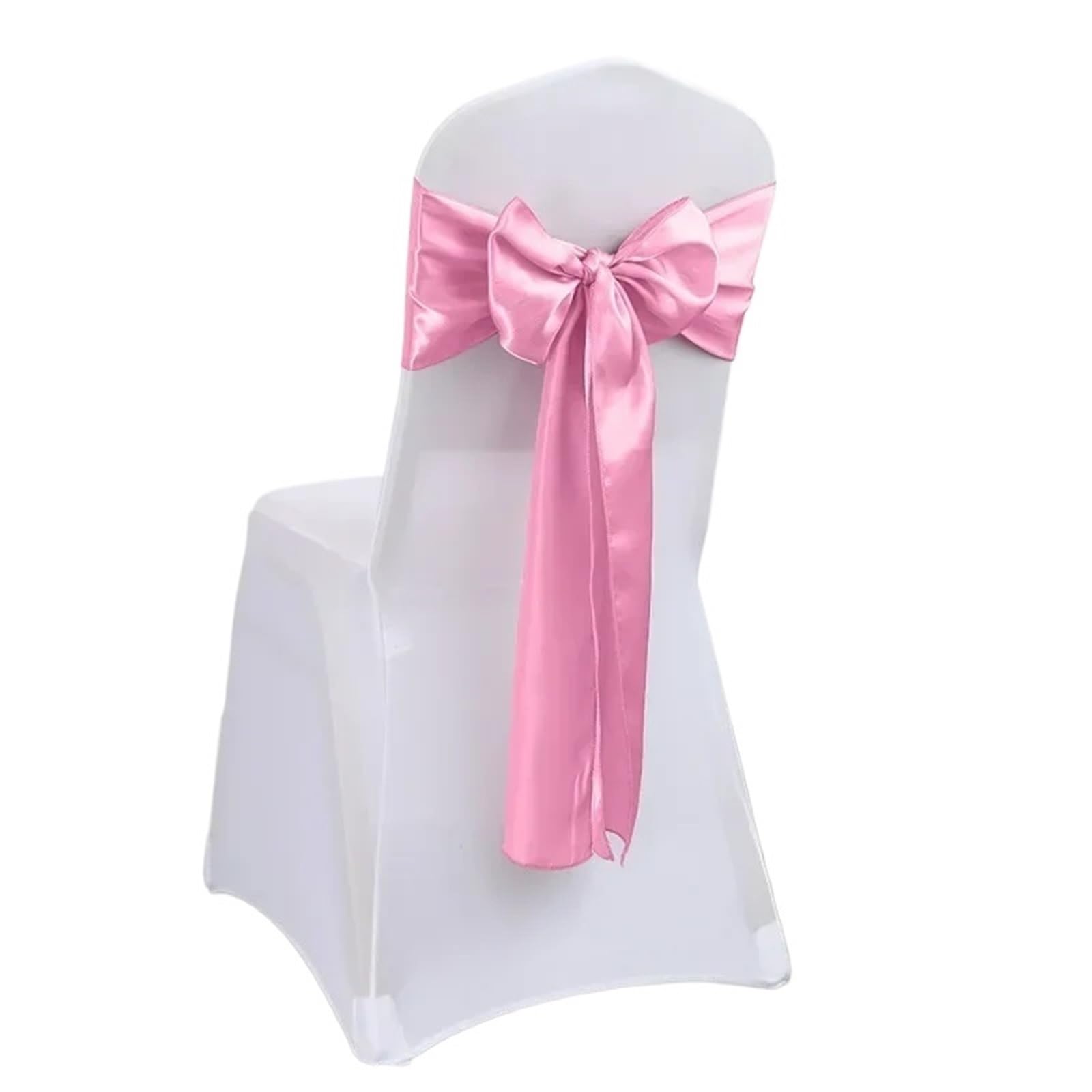 RRYPBOVG Chair Ribbon 10/50pcs Satin Chair Sash Bows Cover Ribbons For Wedding Banquet Party Event Graduation Ceremony Decoration(Pink,10 pcs)