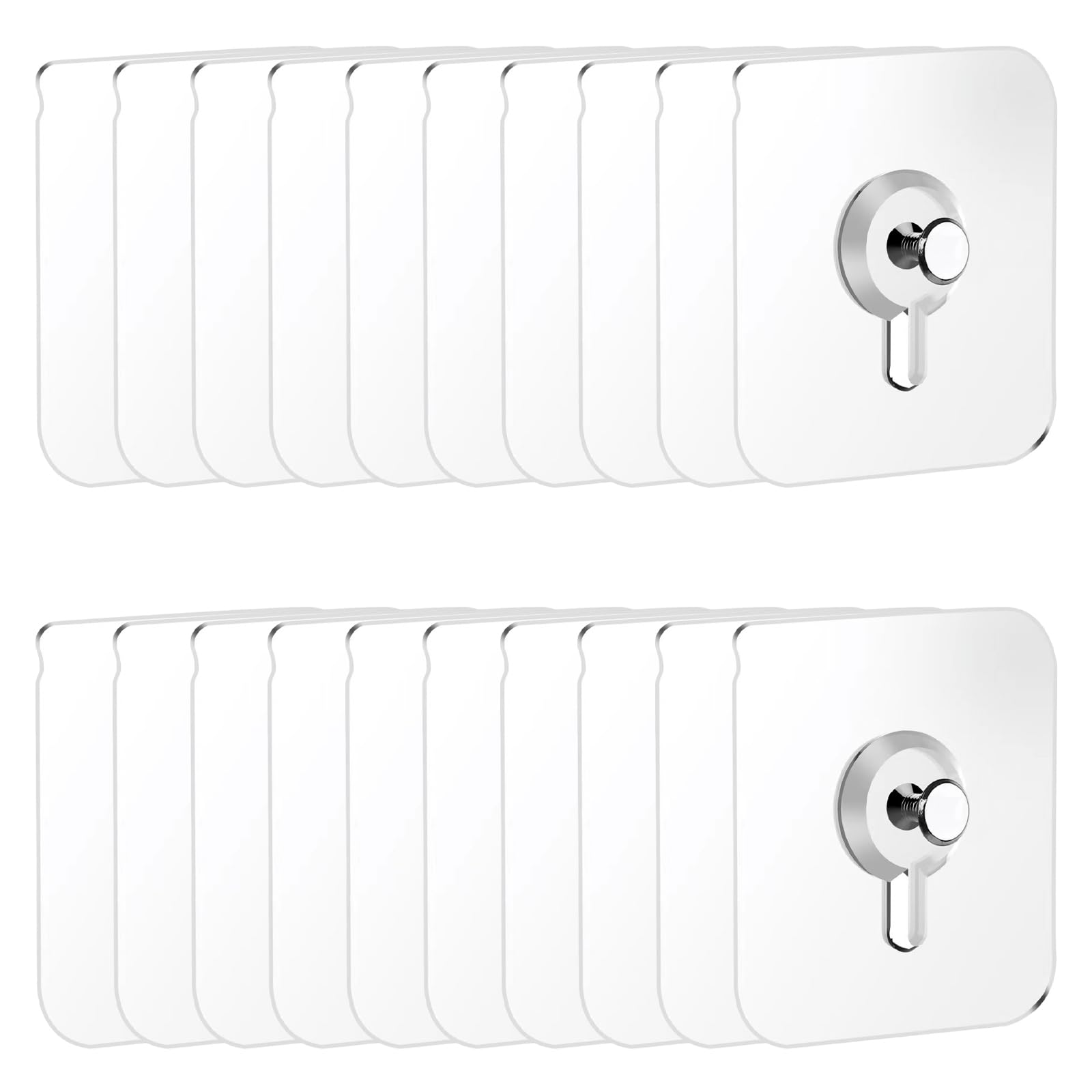 20PCS Self Adhesive Picture Hooks No Nails Adhesive Extra Strong Sticky Hooks Sticky Pad for Hanging Pictures, Photo Frame and Wall Decoration Without Damage, Maximum Weight 10 KG