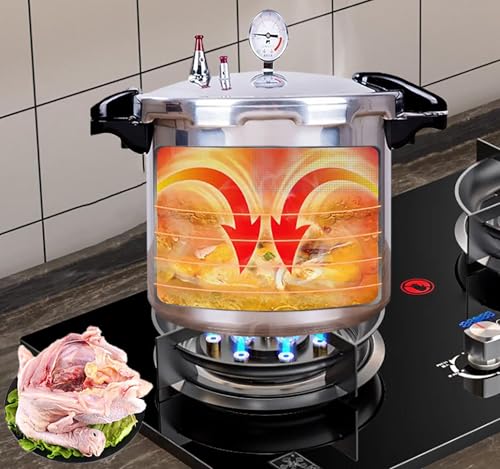 Image of High capacity pressure cookers with cooking rack 15 quart canning pressure cooker with gauge Explosion proof safety valve great for big canning jobs ompatible:induction,natural gas-open flame