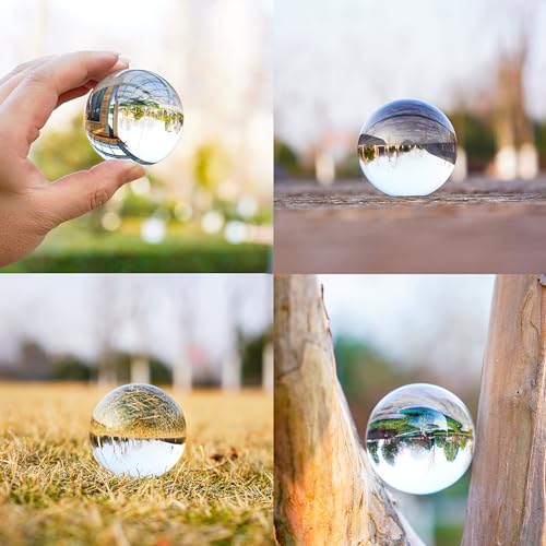 Image of Clear Crystal Ball 2.3in Real Glass Ball with Stand for Home Decor Gift