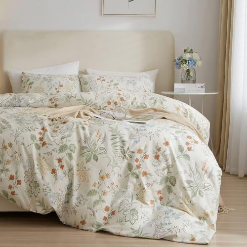 Image of LifeTB Garden Floral King Comforter Set Chic Flower Leaves Print
