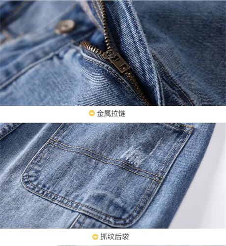 Men's Y2K Retro Harajuku Jeans Ripped Fashion Loose Korean Style Nine-Point Pants2