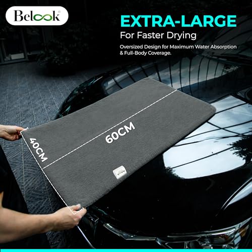 Image of Microfiber Cloth for Car 1100 GSM 40x60 cms 1 Pc Grey /Green Twisted Loop Super Absorbent Towel | Edgeless Plush Pile Design for Lint & Scratch Free Cleaning, Drying & Detailing | Safe for paint